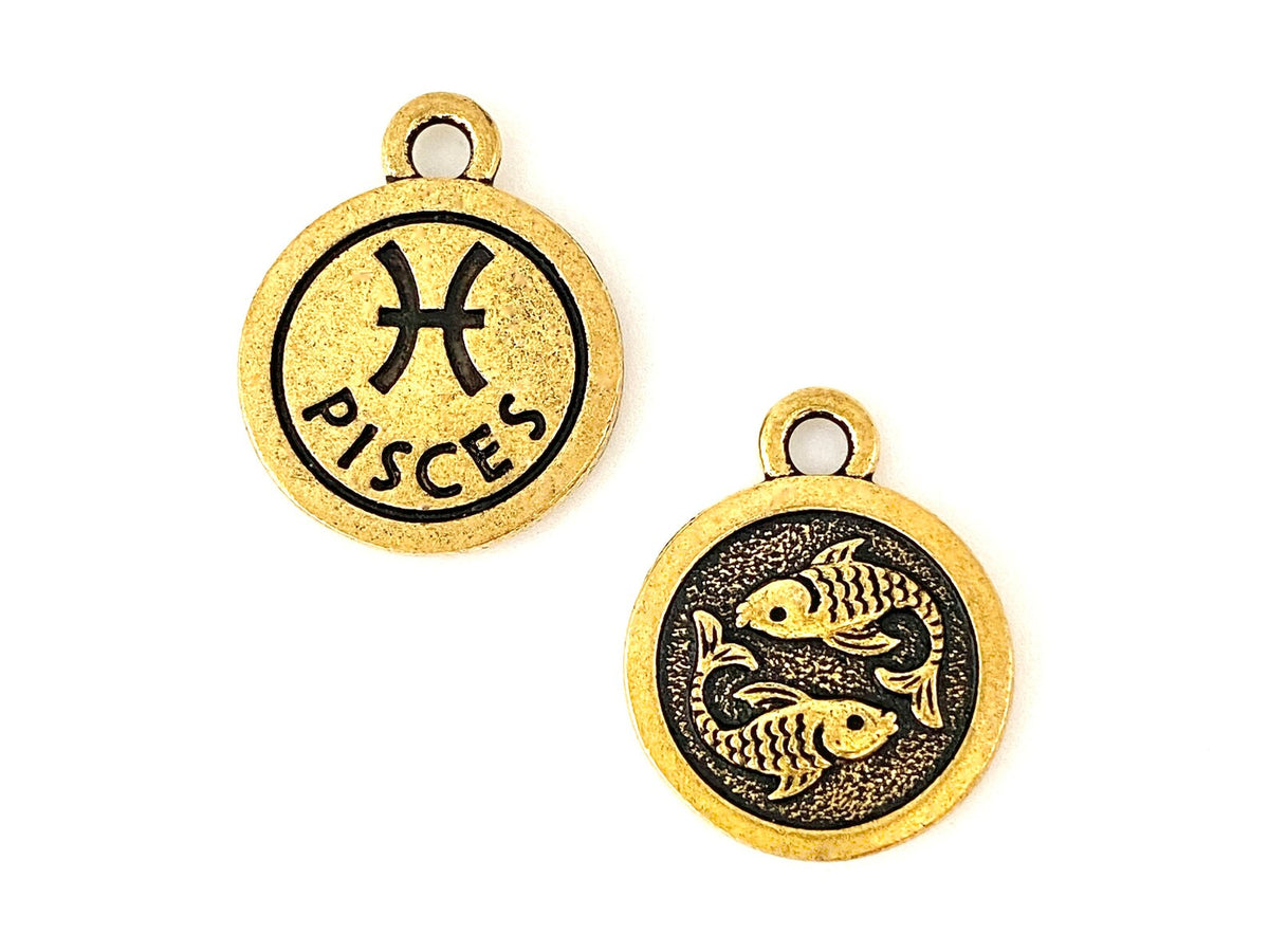 TierraCast Pisces Charm, Antique Gold