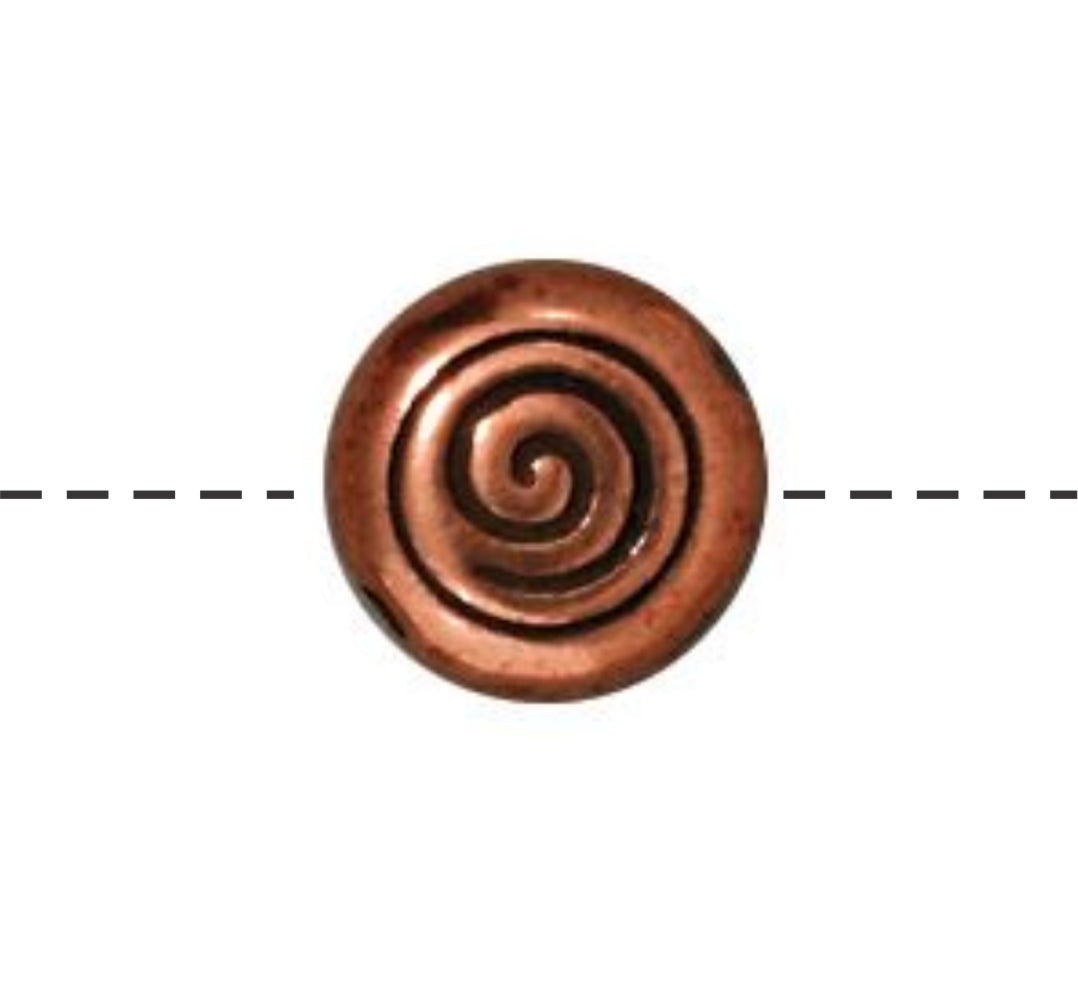 TierraCast Spiral Bead Small, Antique Copper
