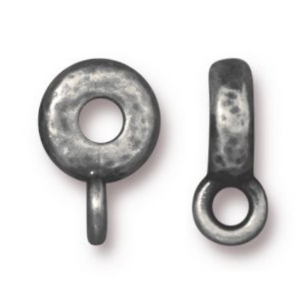 TierraCast Hammered Spacer Bail, Antique Pewter