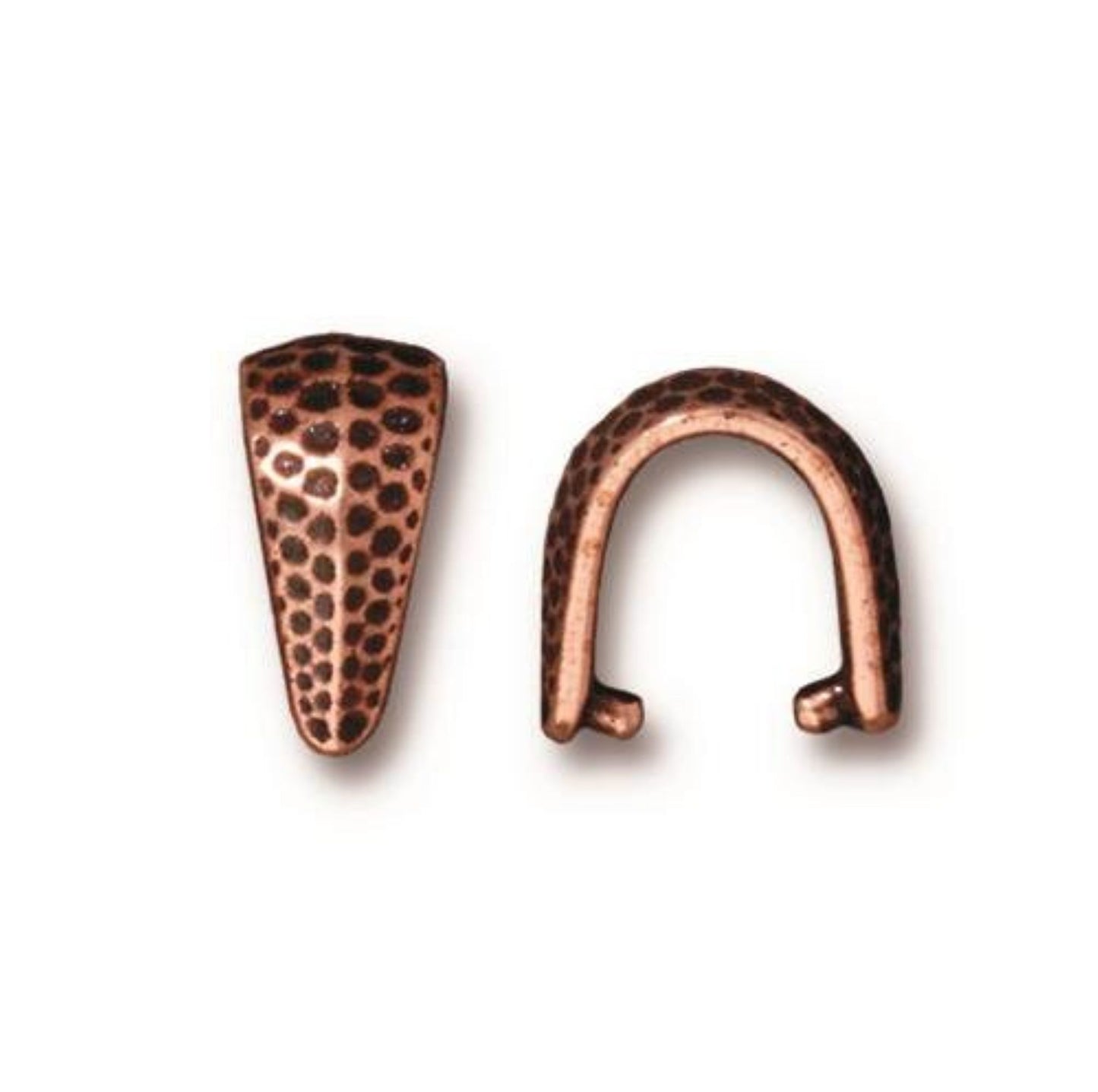 TierraCast Small Hammertone Pinch Bail, Antique Copper
