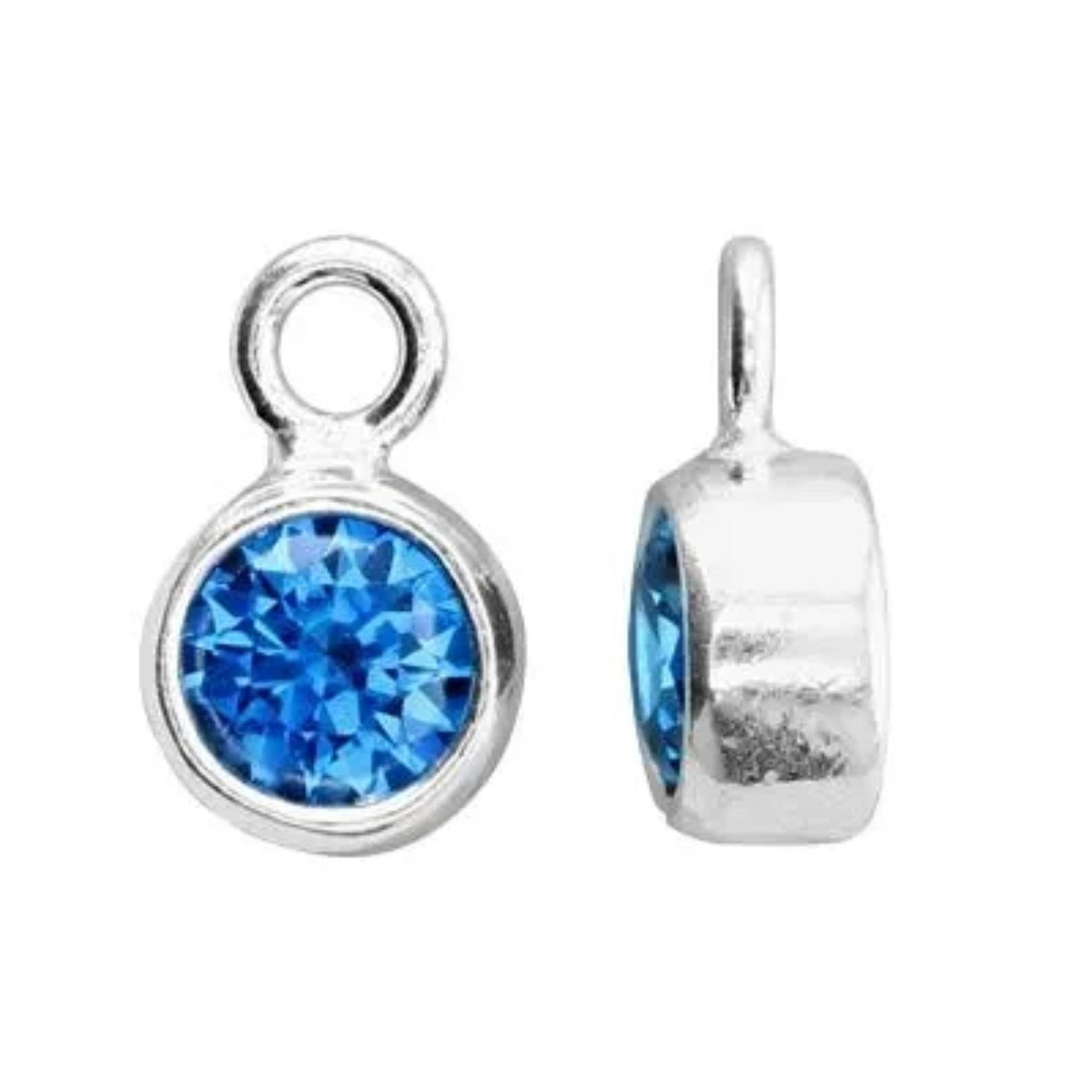 December Birthstone Charm, CZ with Sterling Silver Bezel