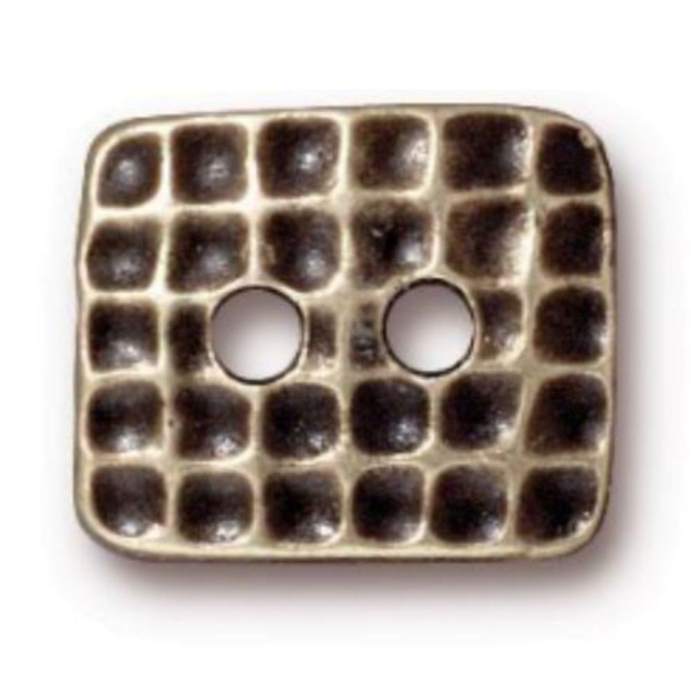 TierraCast Hammertone Rectangle Button, Brass Ox