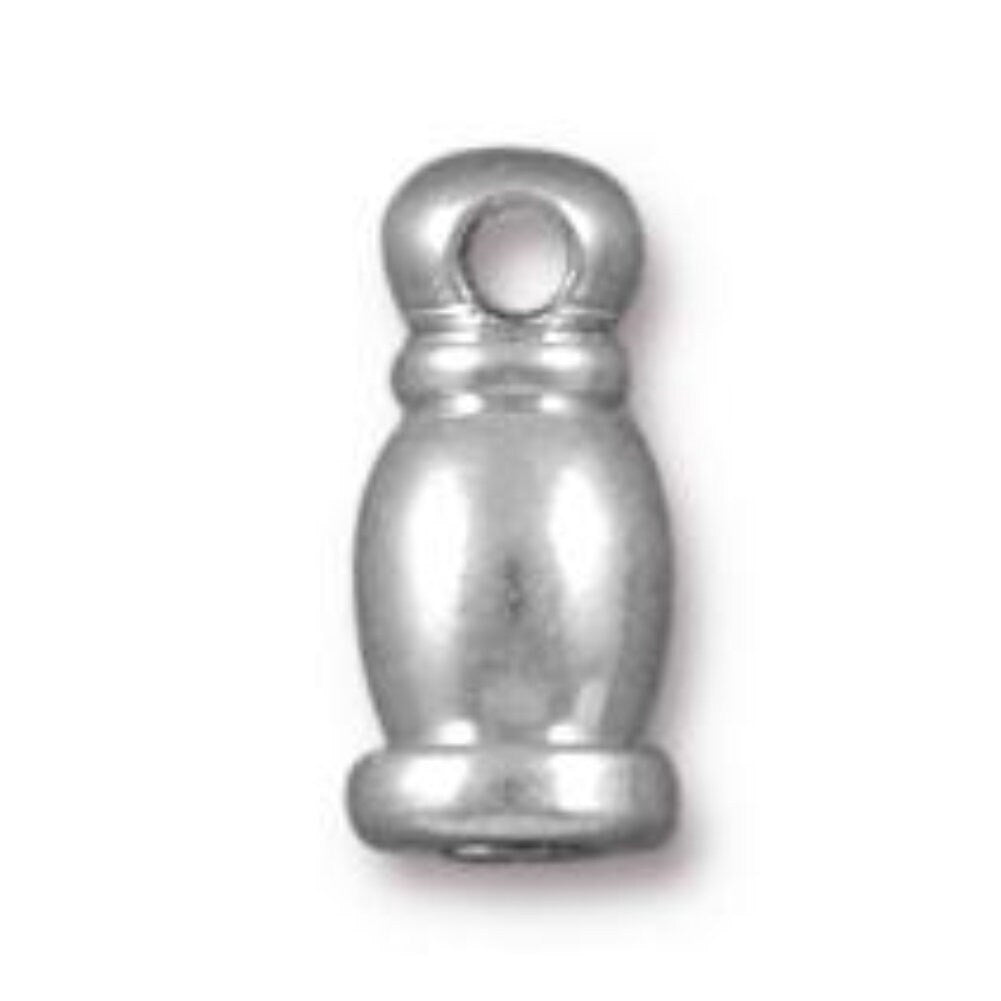 TierraCast 2mm Taj Cord End, Bright Rhodium