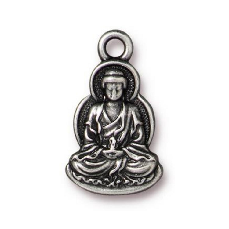 TierraCast Sitting Buddha Charm, Antiqued Pewter