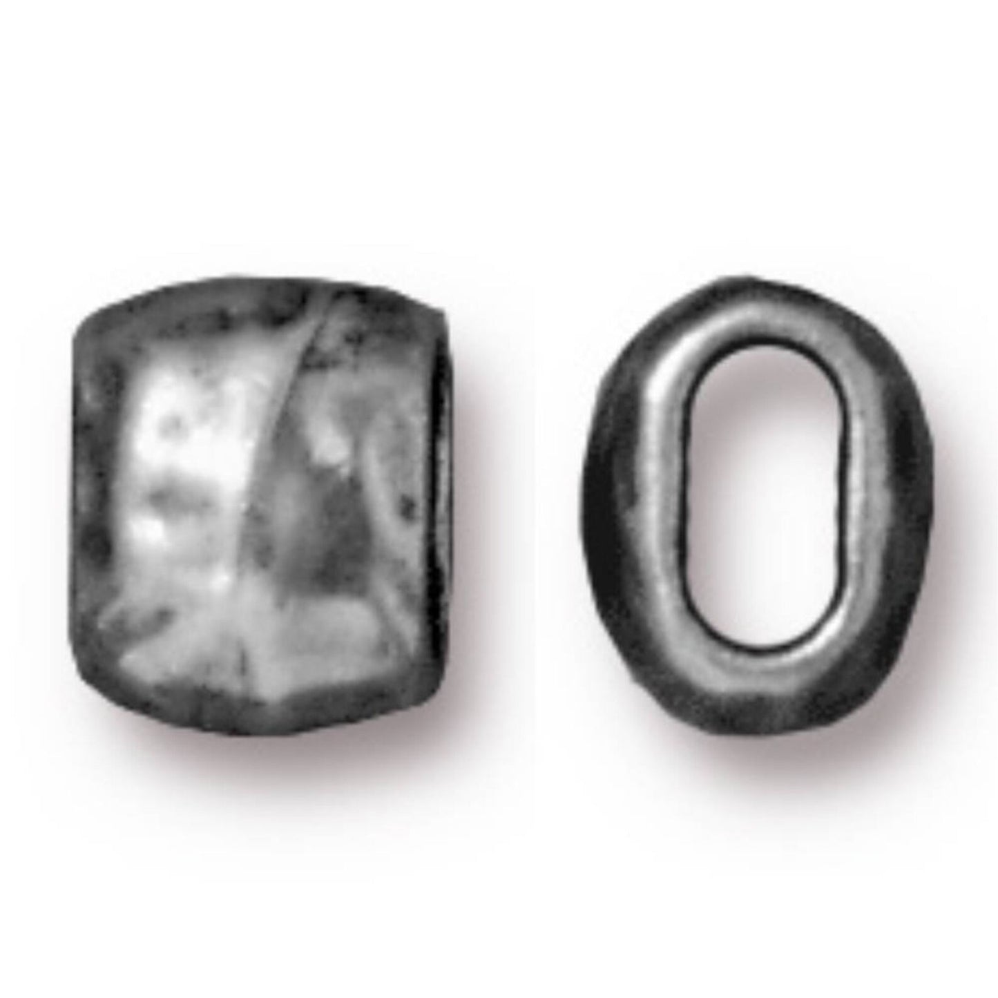 TierraCast Small Hammered Barrel Bead, Antique Pewter