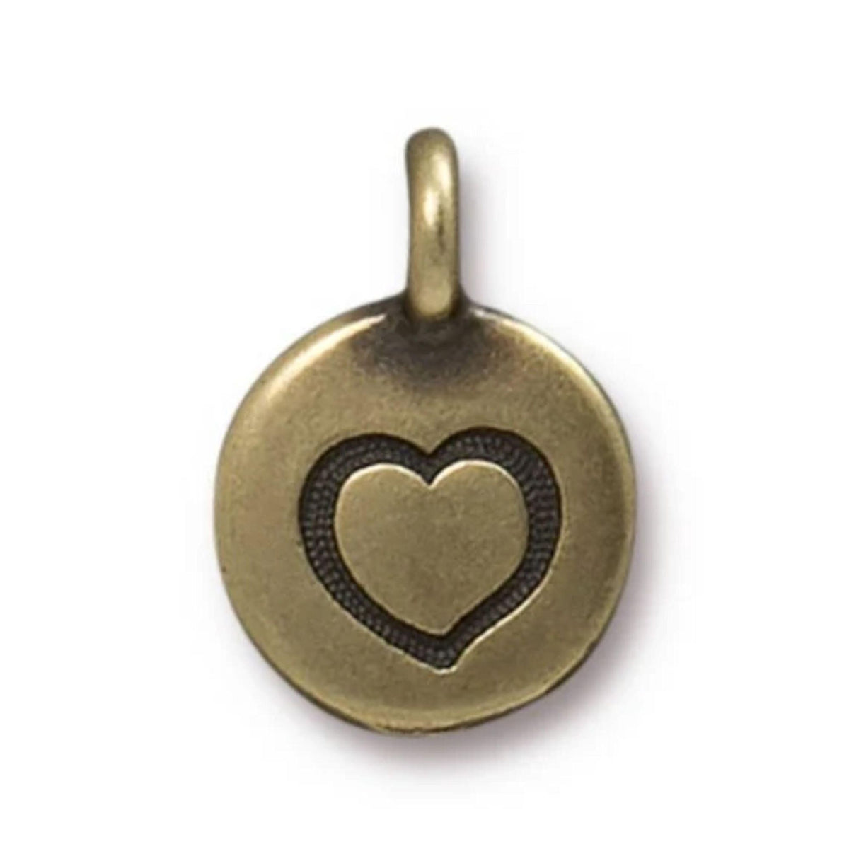 TierraCast Heart Charm, Brass Ox