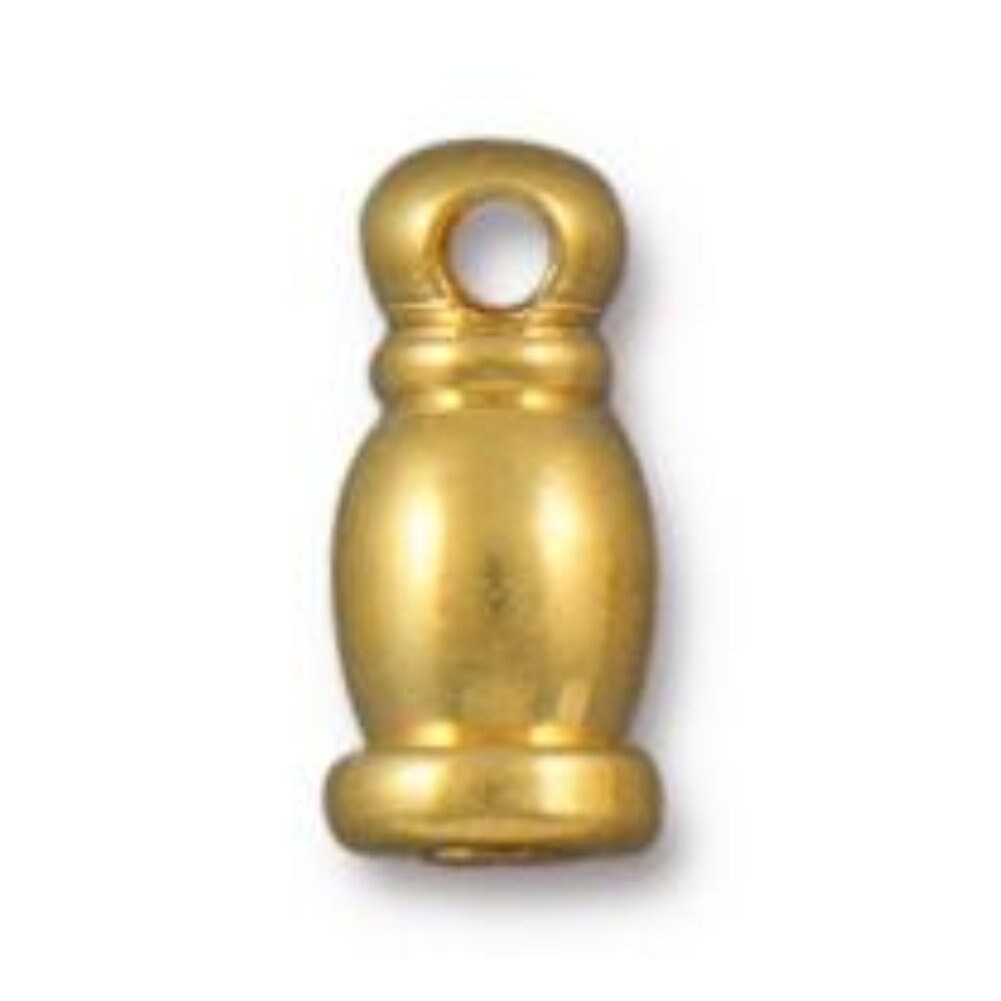 TierraCast 2mm Taj Cord End, Bright Gold