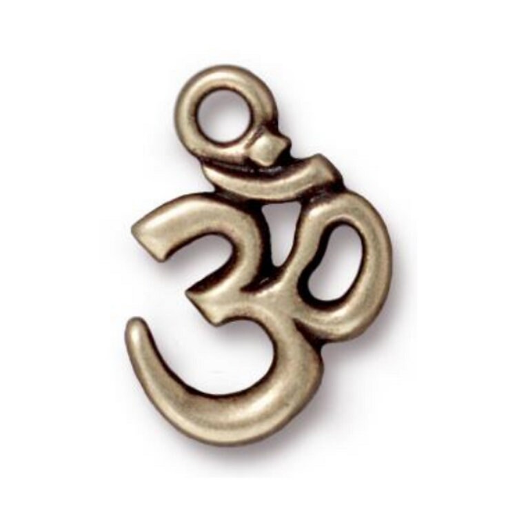 TierraCast Open Om Charm, Brass Ox
