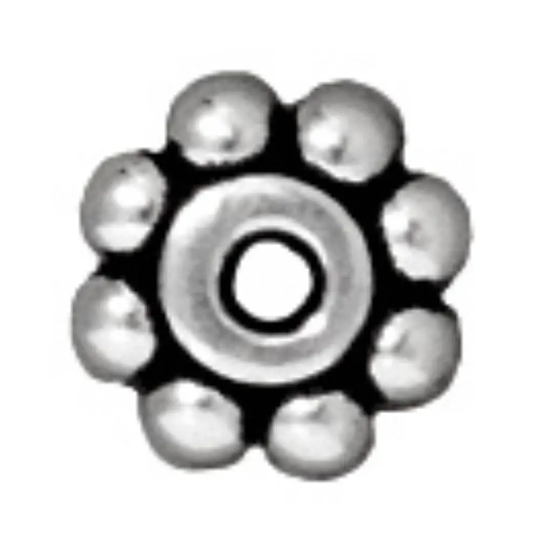 TierraCast 6mm Beaded Heishi Orn Spacer Bead, Antique Silver