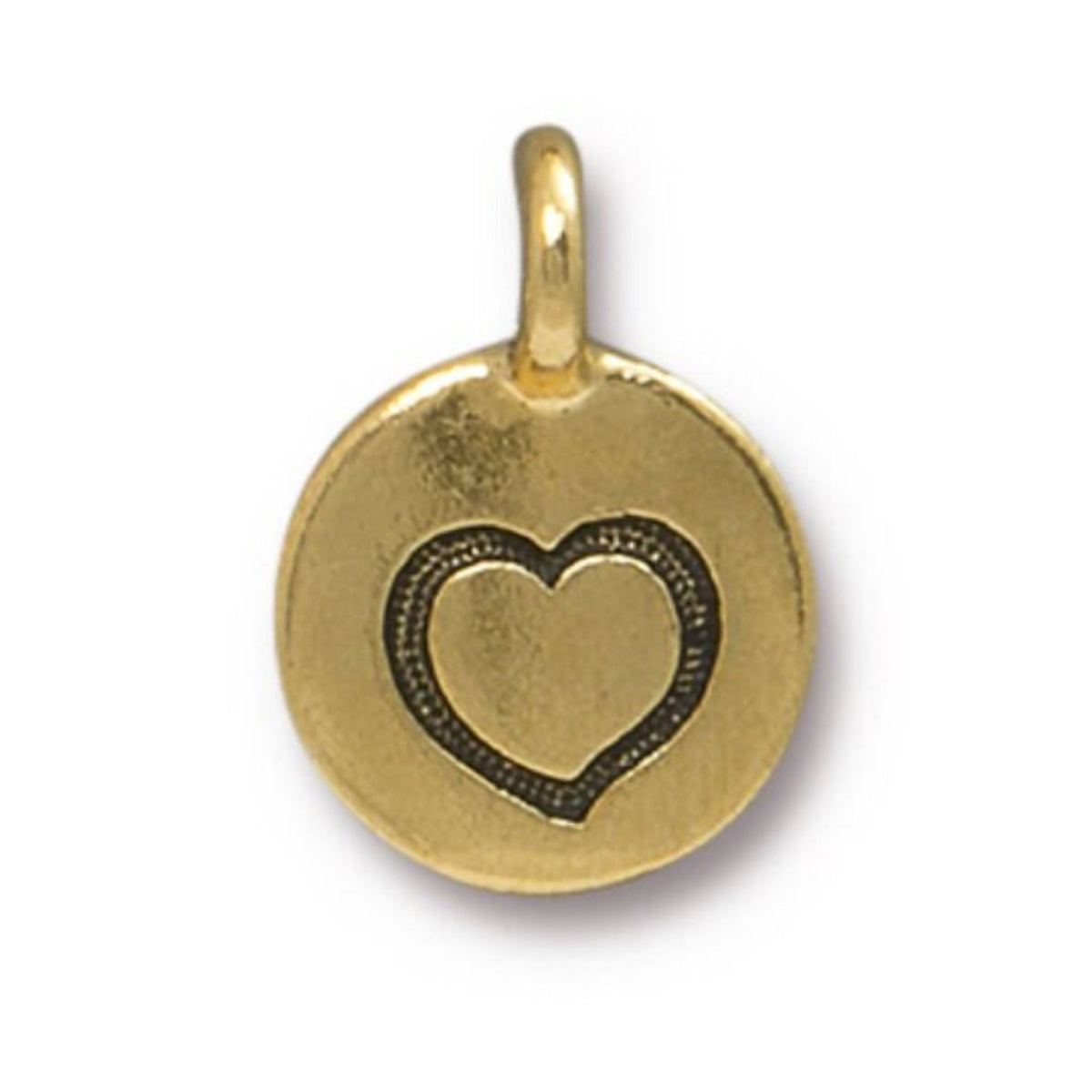 TierraCast Heart Charm, Antique Gold