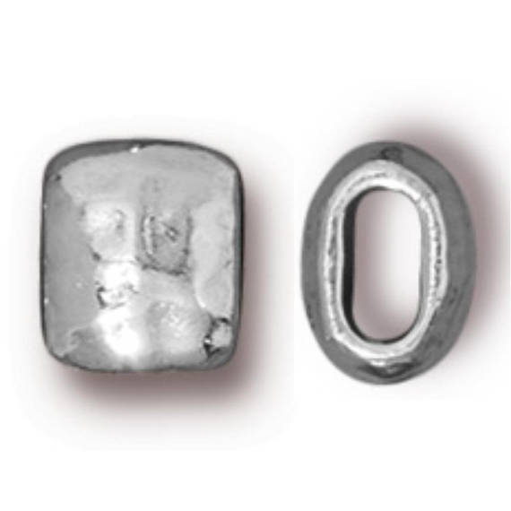 TierraCast Small Hammered Barrel Bead, White Bronze