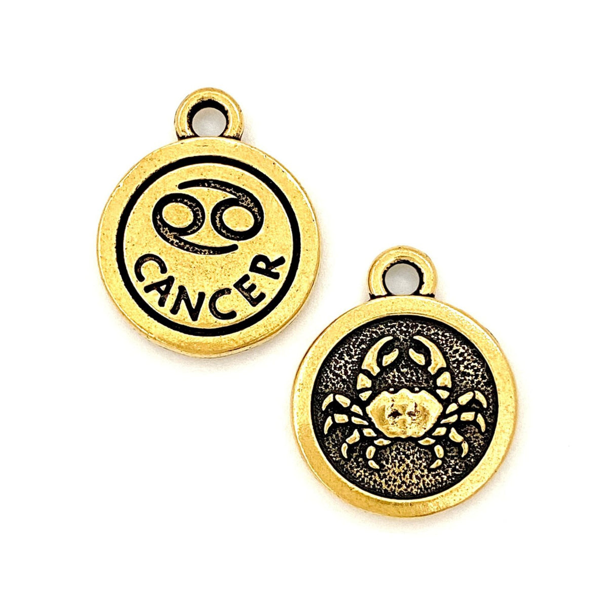 TierraCast Cancer Charm, Antique Gold