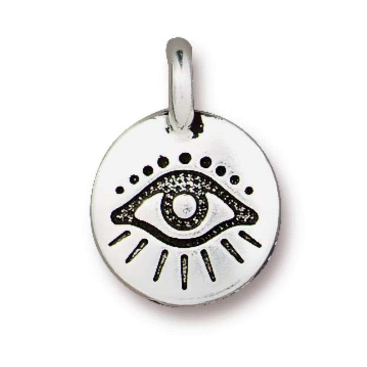 TierraCast Evil Eye Charm, Antique Silver