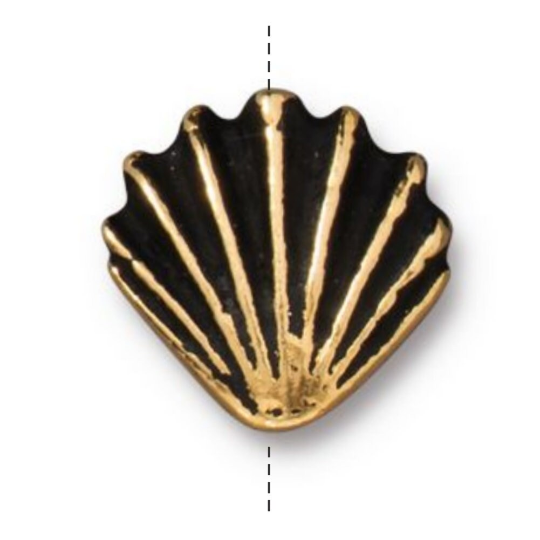 TierraCast Large Shell Bead, Antique Gold