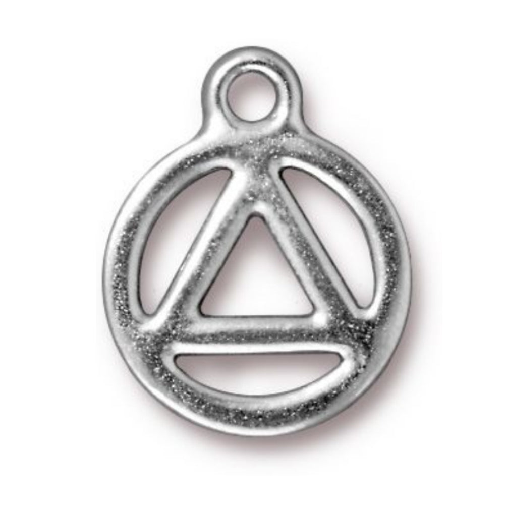 TierraCast Recovery Symbol Charm, White Bronze