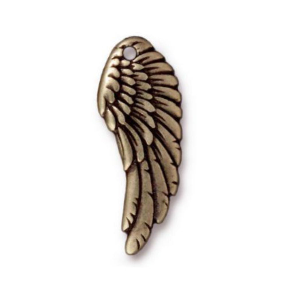 TierraCast Left Angel Wing Charm, Brass Ox