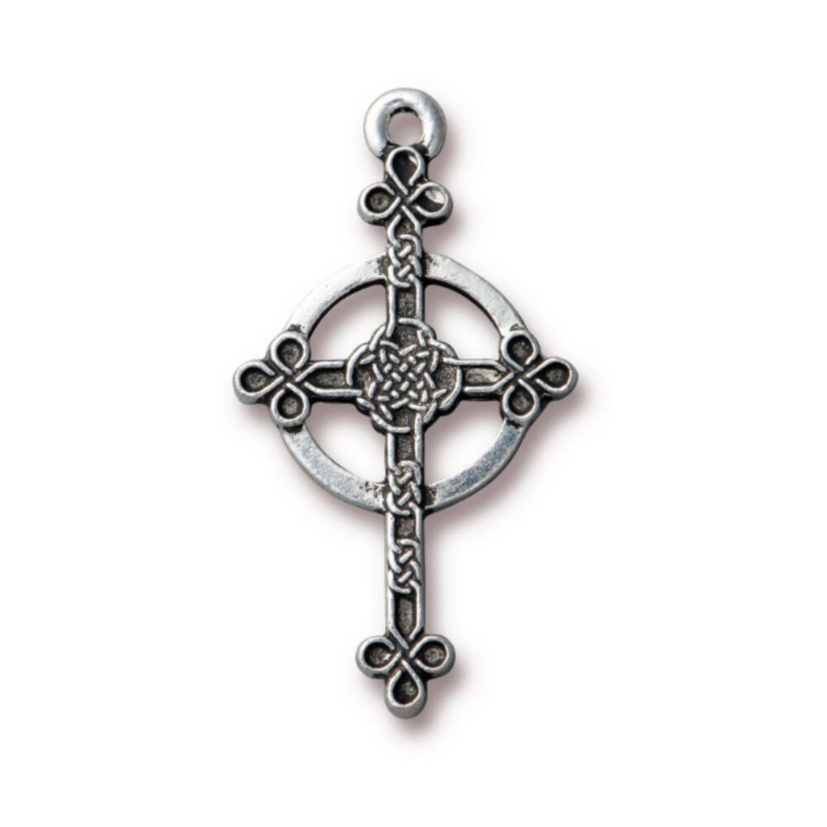 TierraCast Halo Celtic Cross Charm, Antique Silver