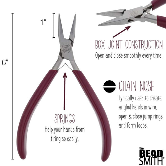 BeadSmith Chain Nose Pliers with Casual Comfort PVC Handle