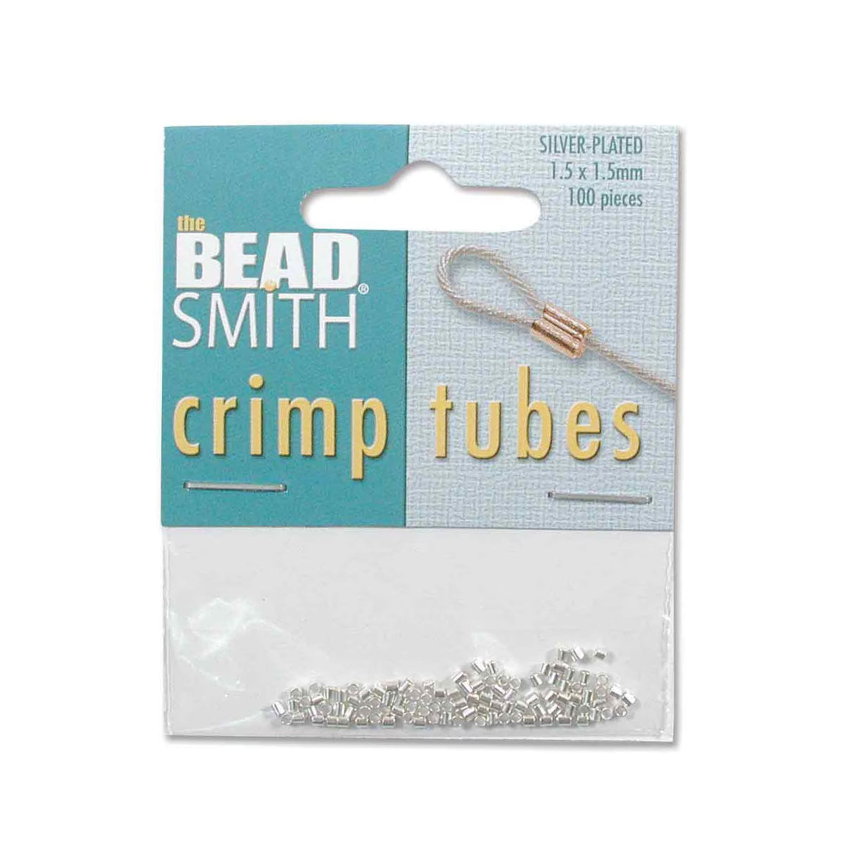 Beadsmith 1.5x1.5mm Crimp Tubes SILVER PLATE, Pkg. of 100