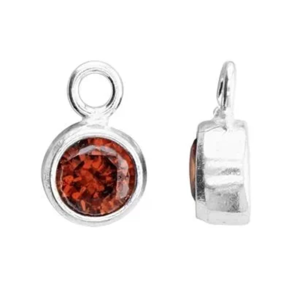 January Birthstone Charm, CZ with Sterling Silver Bezel