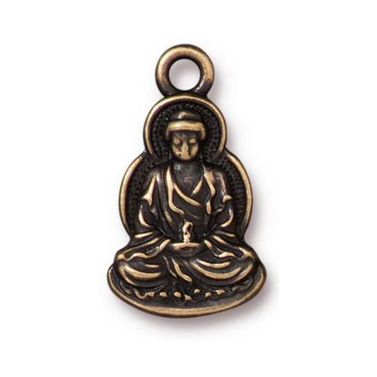 TierraCast Sitting Buddha Charm, Brass Ox