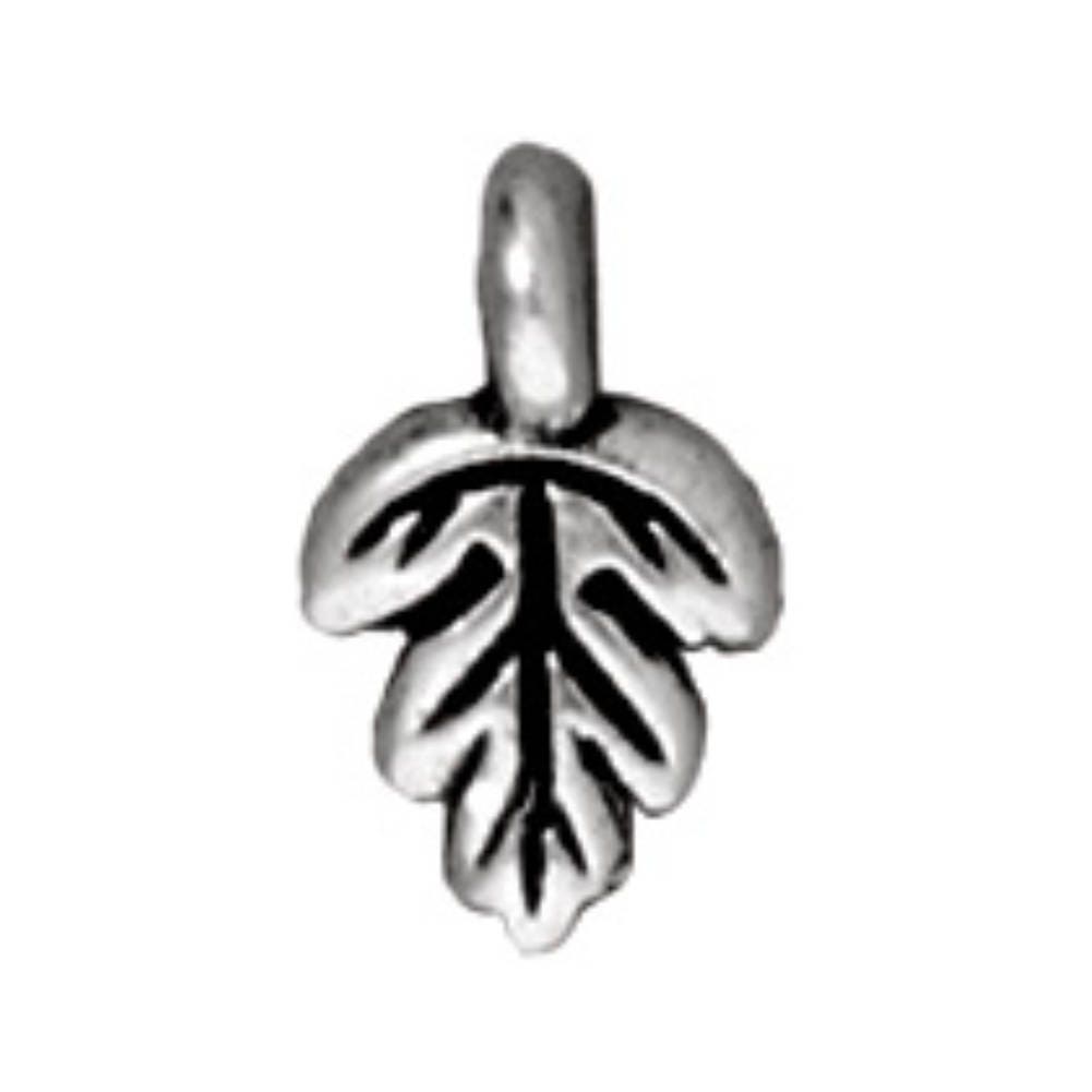 TierraCast Oak Leaf Charm, Antique Silver
