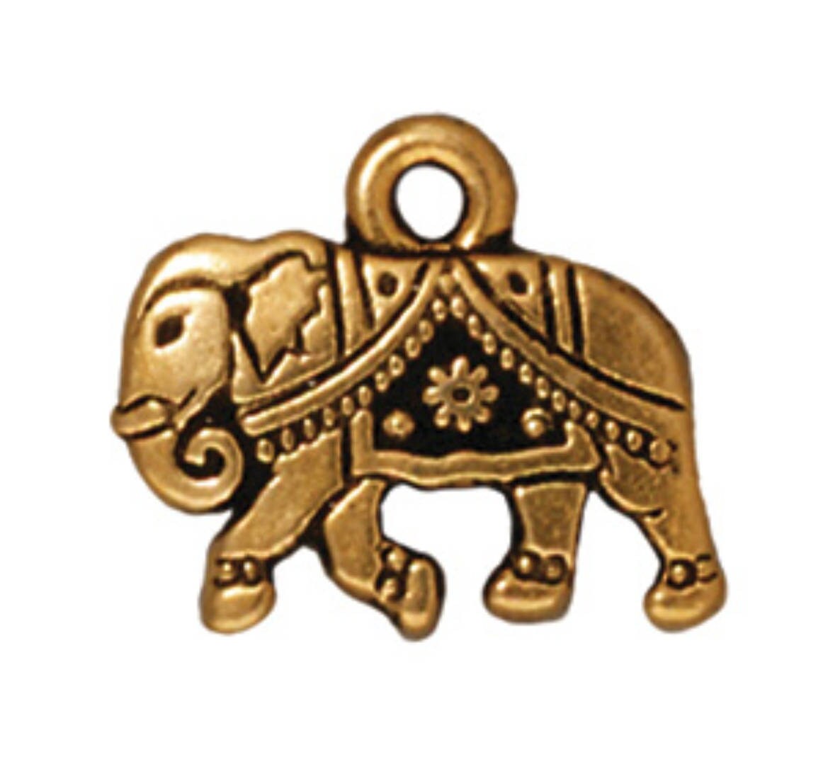 TierraCast Gita Elephant Charm, Antique Gold