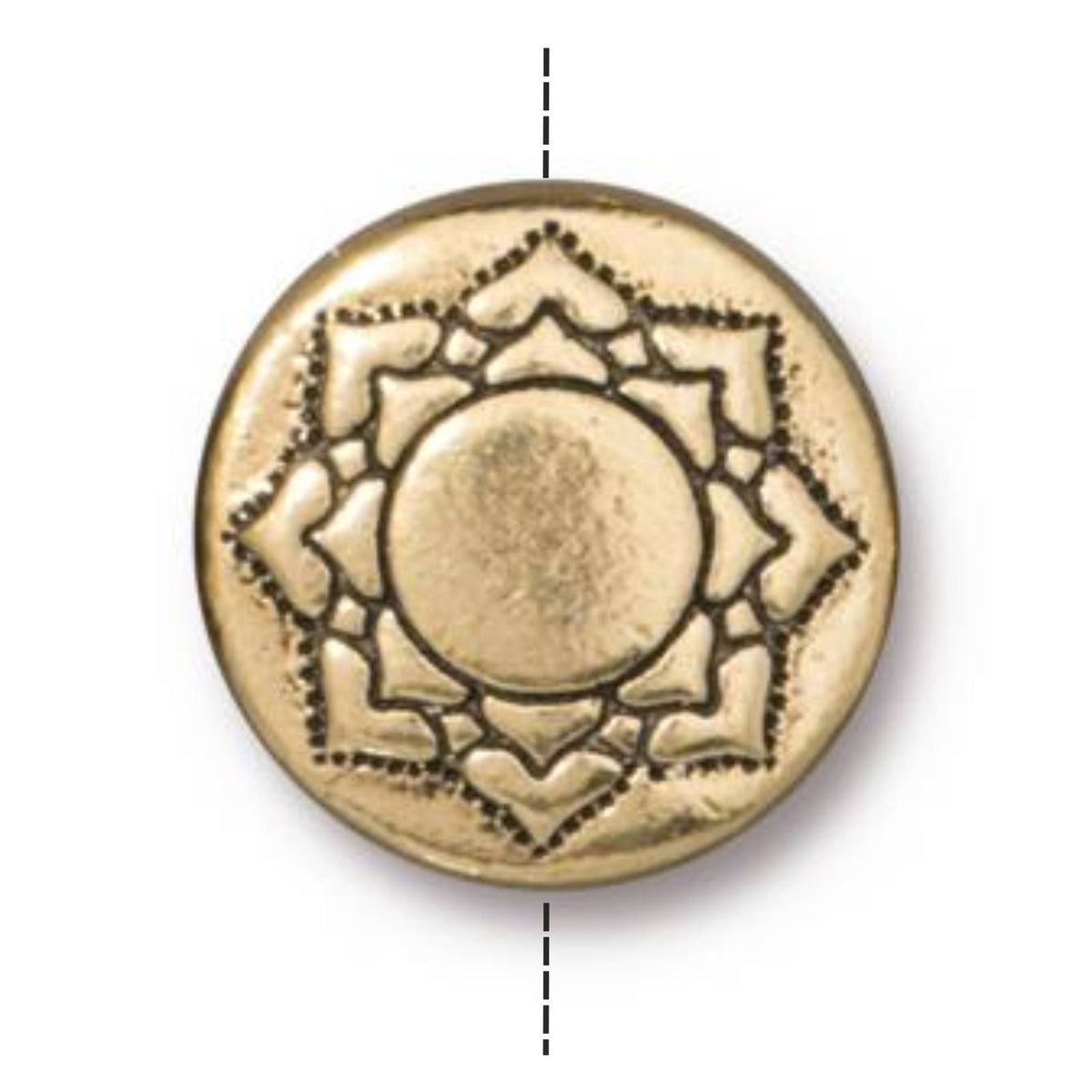TierraCast Lotus Puffed Bead, Antique Gold