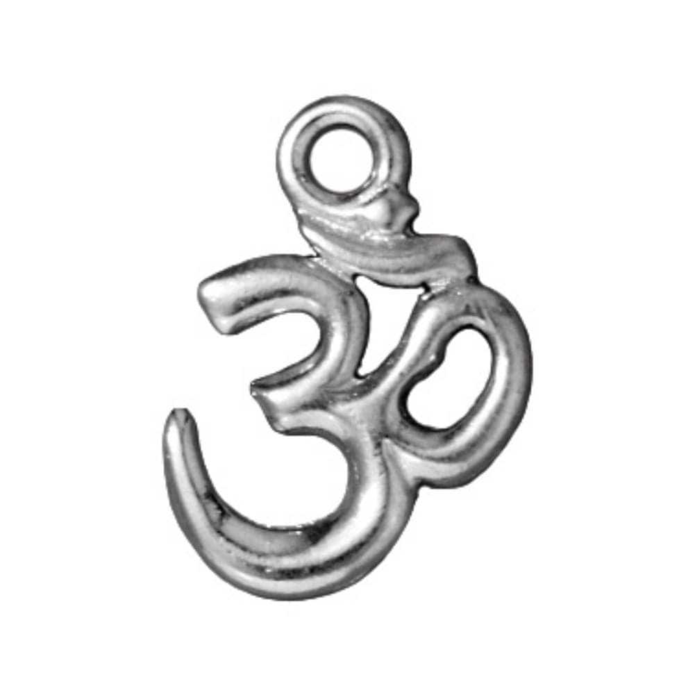 TierraCast Open Om Charm, White Bronze