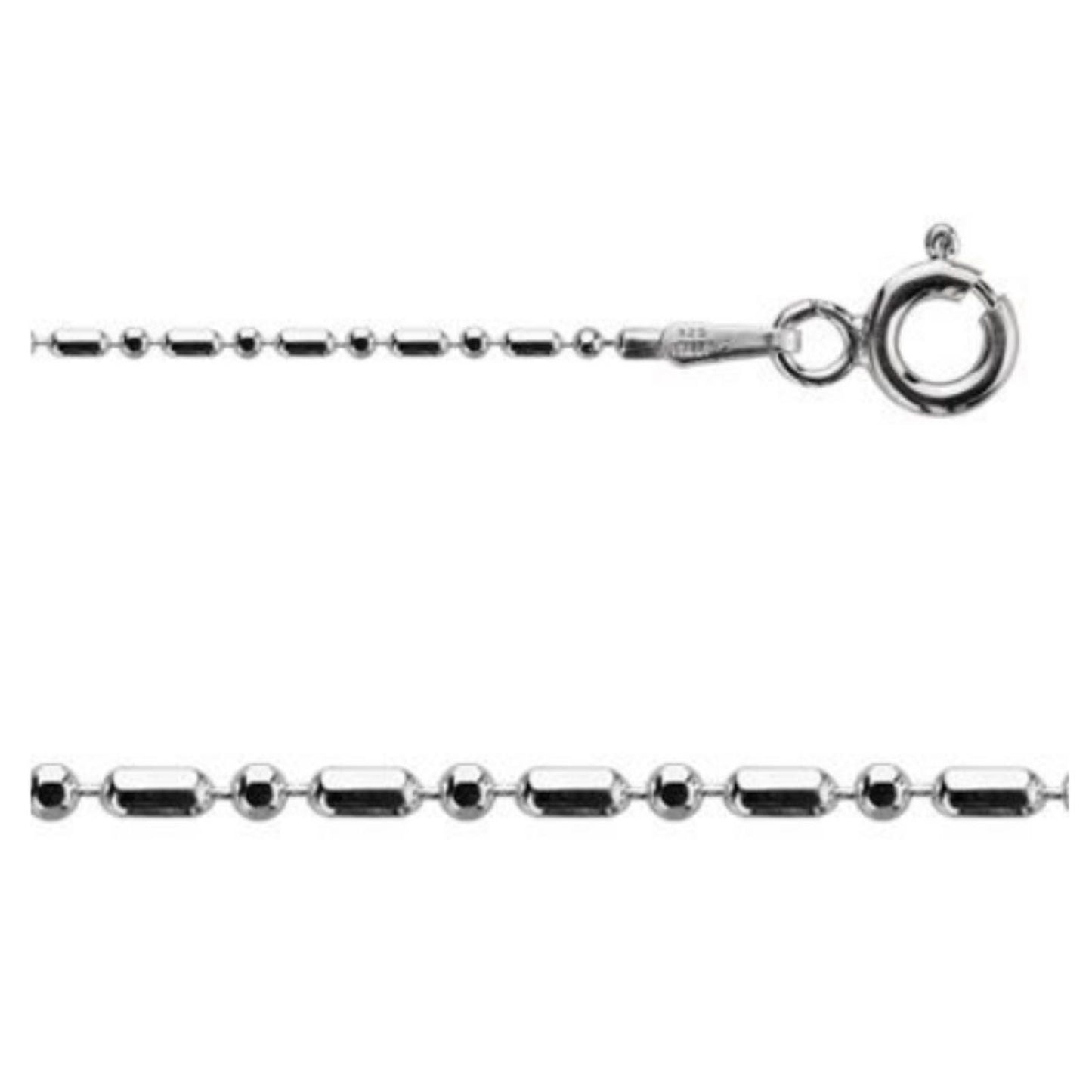 16 Inch Alternating Diamond Cut Sterling Silver 1.2mm Ball Chain