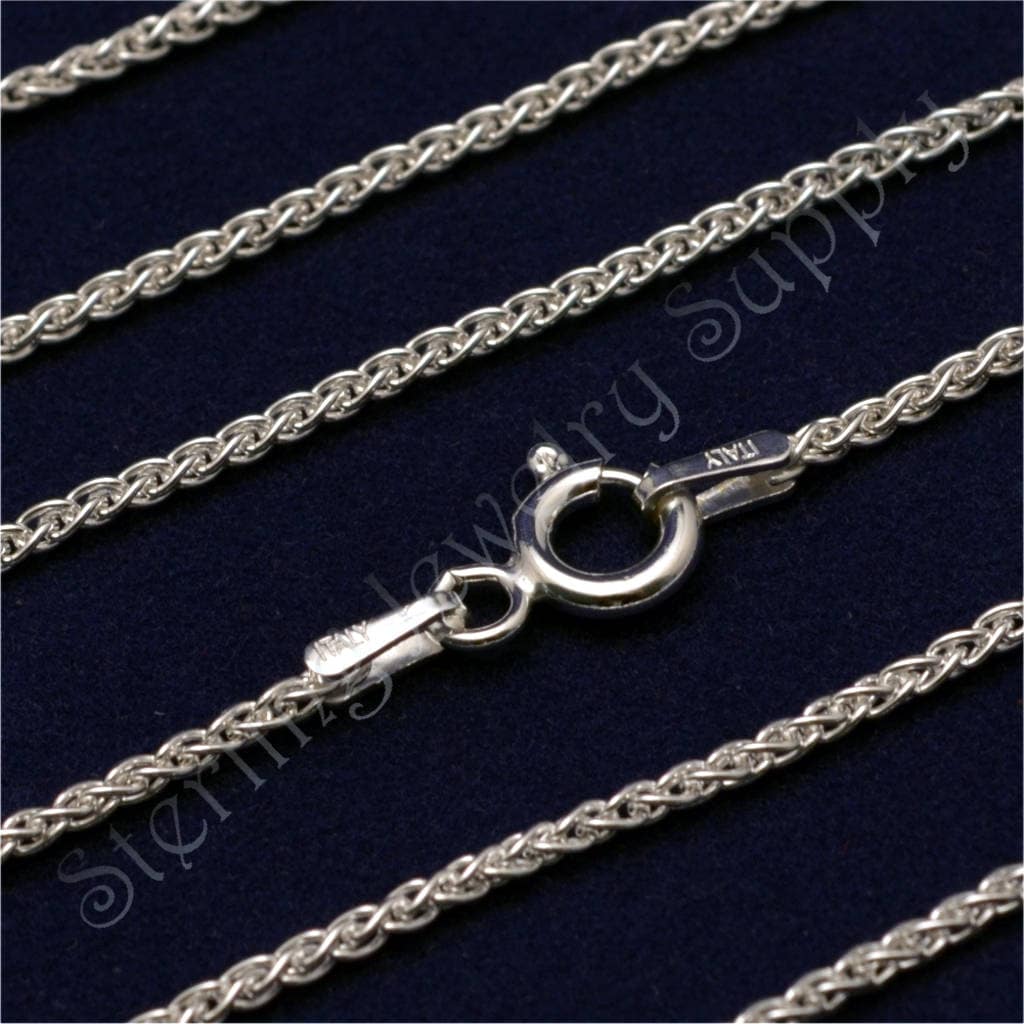 Italian Sterling Silver Wheat Chain Necklace, 1.5mm, 20 Inch