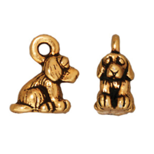 TierraCast Dog Charm, Antique Gold