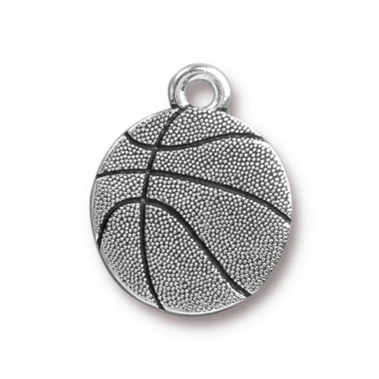 TierraCast Basketball Charm, Antique Silver