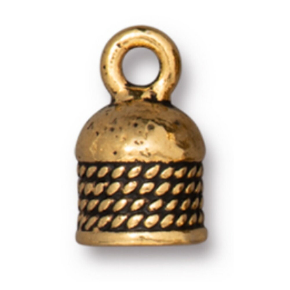TierraCast 5mm Rope Cord End, Antique Gold Plate