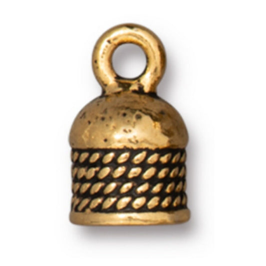 TierraCast 5mm Rope Cord End, Antique Gold Plate