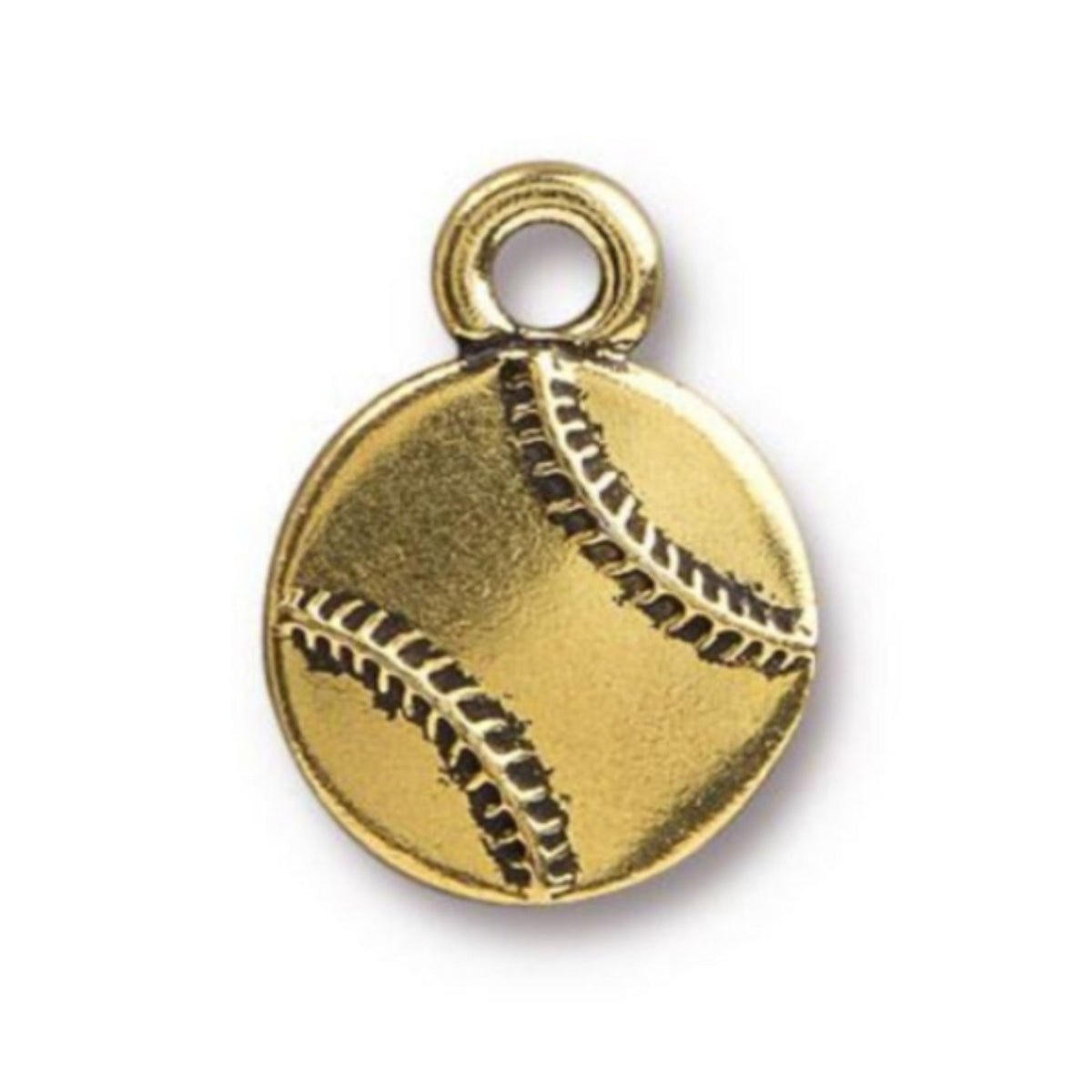 TierraCast Baseball Charm, Antique Gold