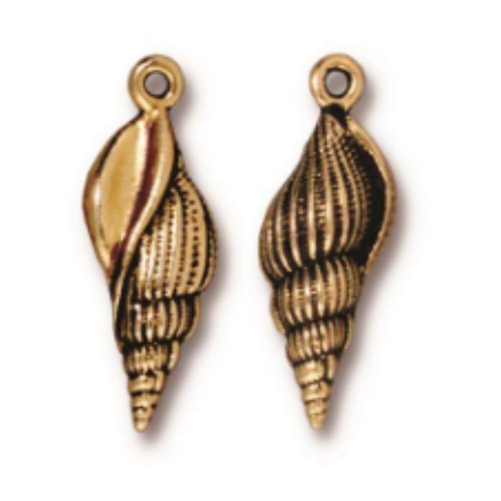 TierraCast Spindle Shell Pendant, Antique Gold