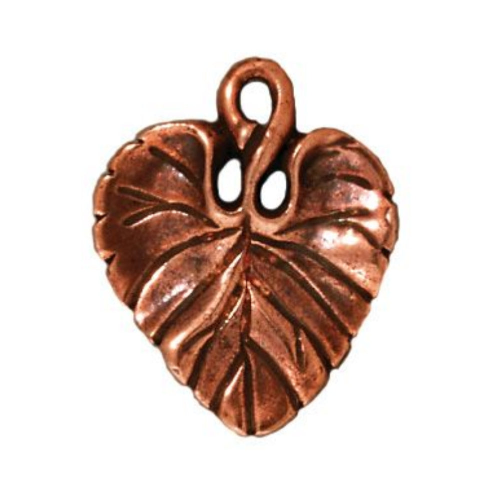 TierraCast VIolet Leaf Charm, Antique Copper