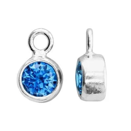 December Birthstone Charm, CZ with Sterling Silver Bezel
