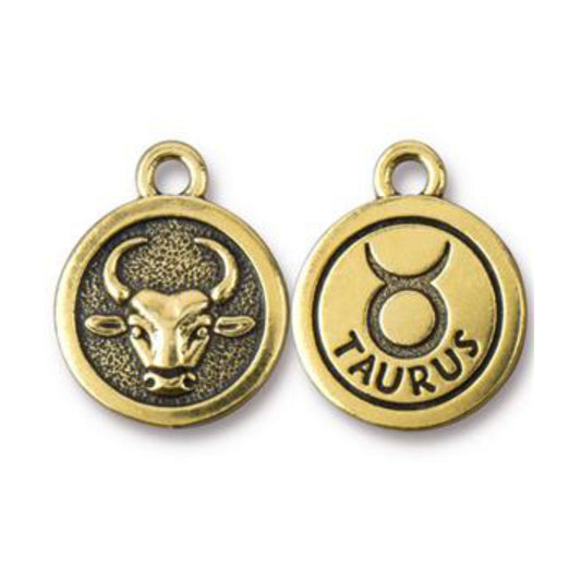 TierraCast Taurus Charm, Antique Gold