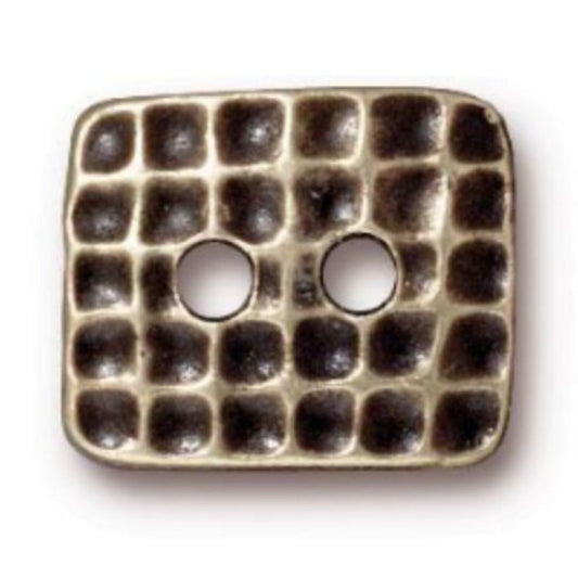 TierraCast Hammertone Rectangle Button, Brass Ox