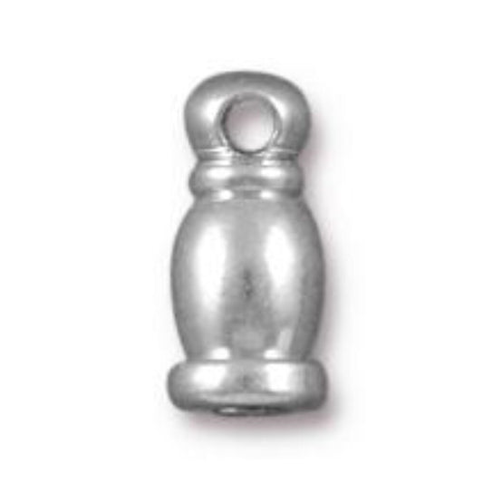 TierraCast 2mm Taj Cord End, Bright Rhodium