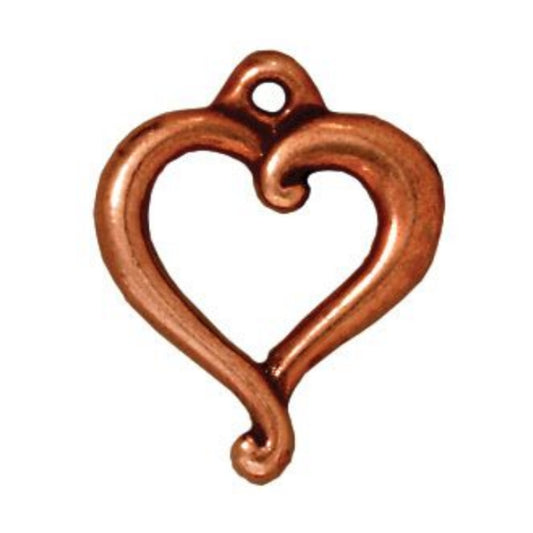 TierraCast Jubilee Heart Charm, Antique Copper