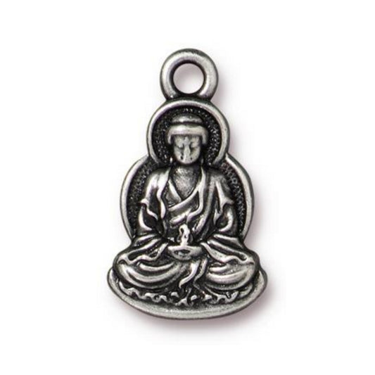 TierraCast Sitting Buddha Charm, Antiqued Pewter