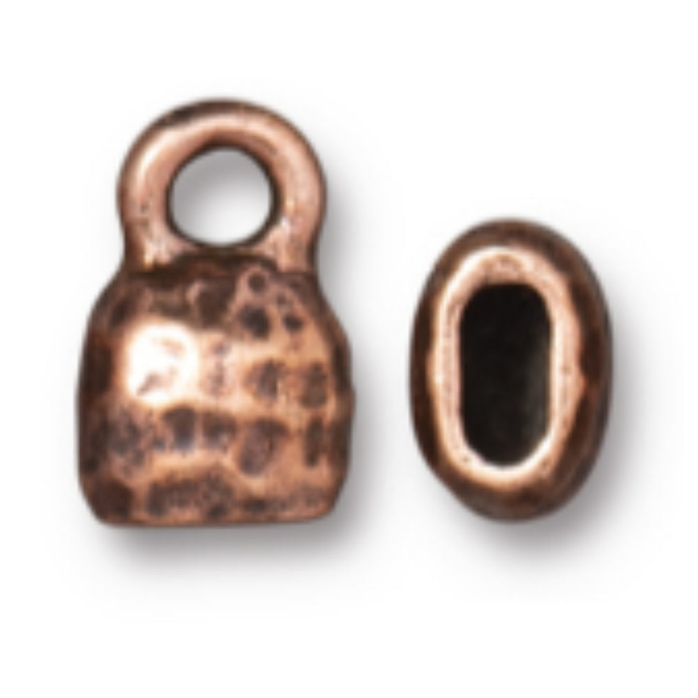 TierraCast 4x2mm Distressed Crimp End Caps, Antique Copper