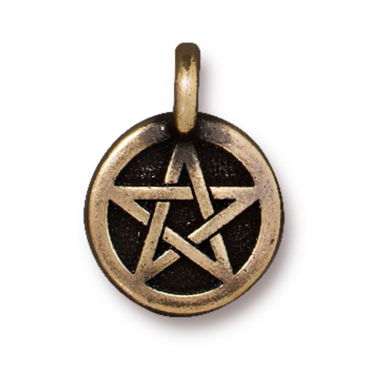 TierraCast Pentagram Charm, Brass Ox