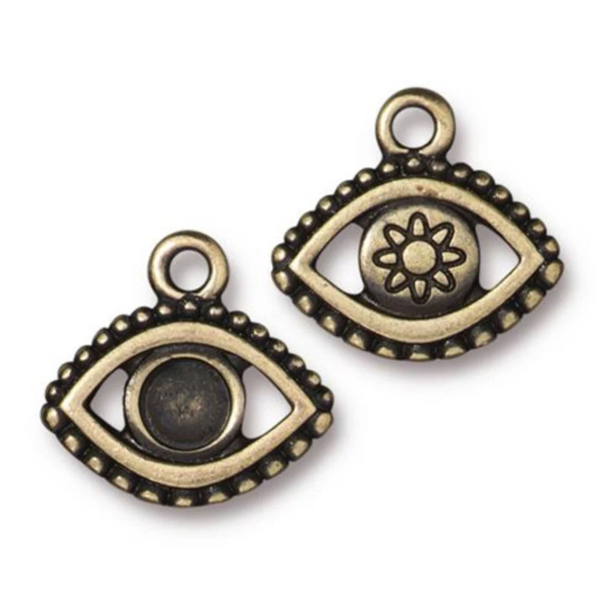 TierraCast Evil Eye Bezel Charm, Brass Ox