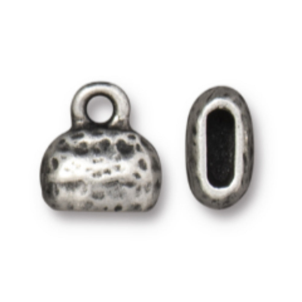 TierraCast 6x2mm Distressed Crimp End Caps, Antiqued Pewter