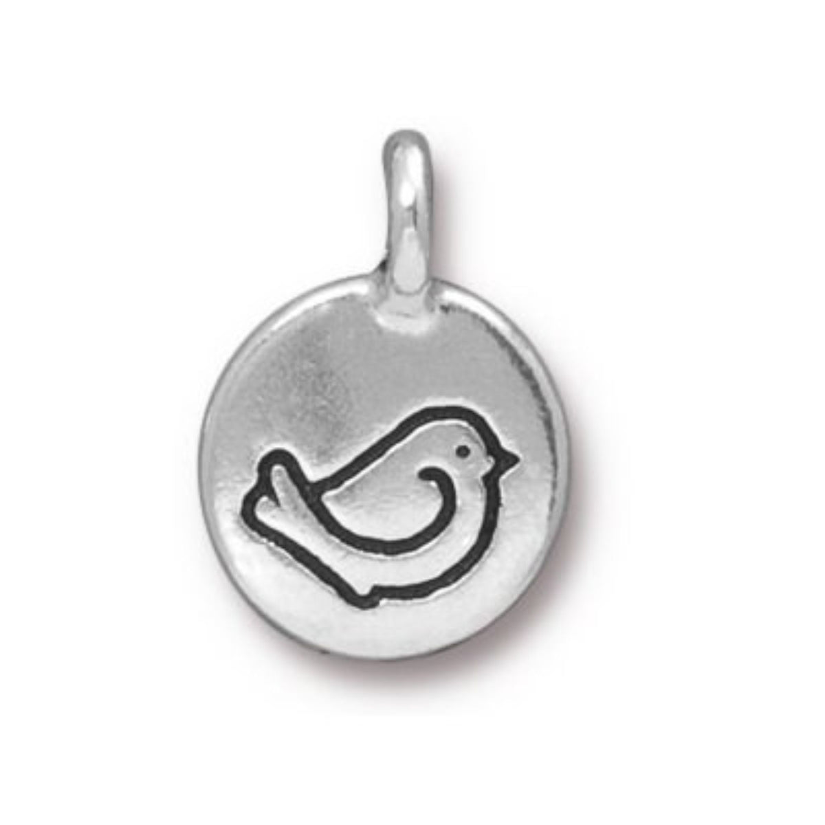 TierraCast Fat Bird Charm, Antique Silver