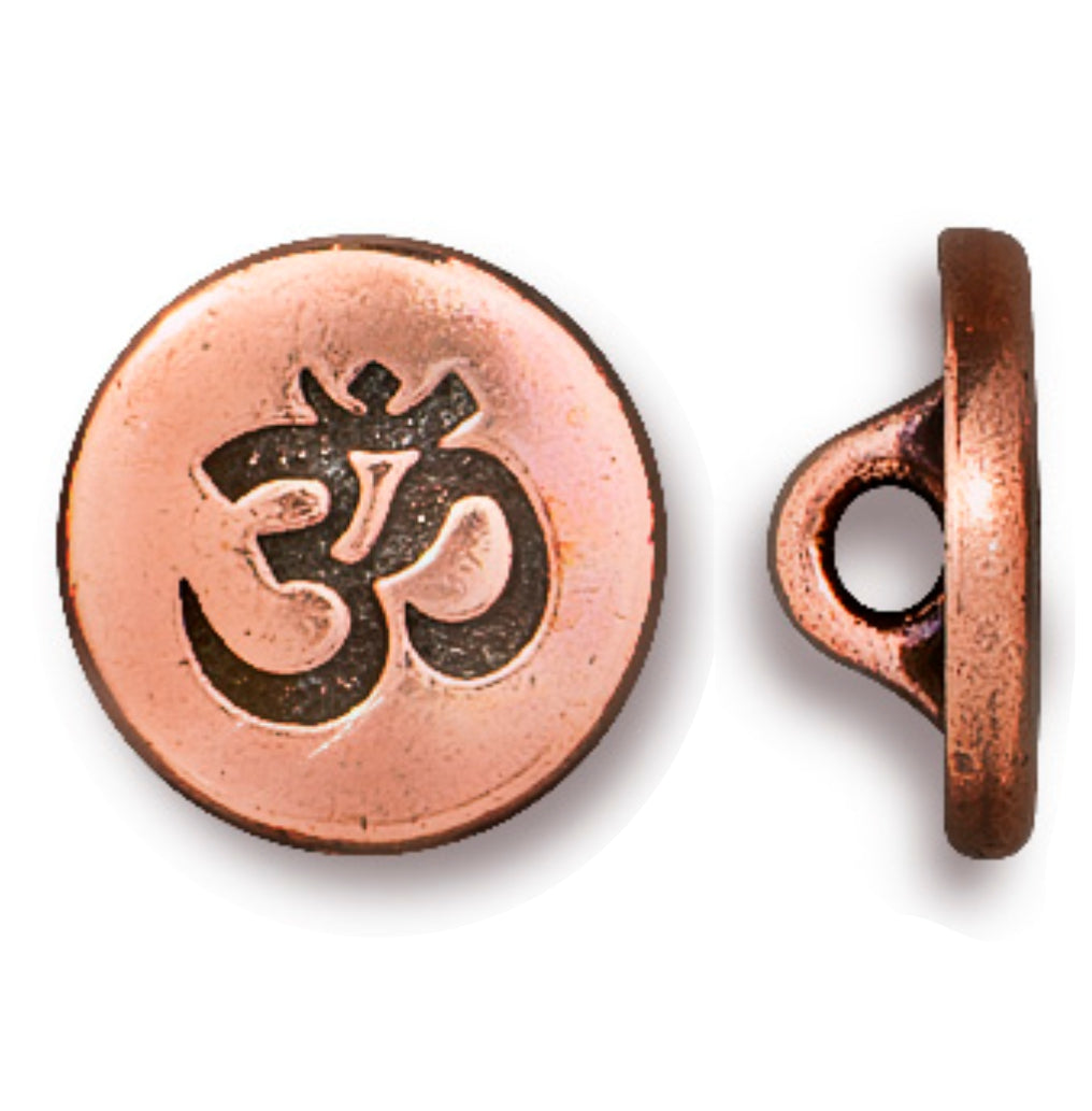 TierraCast Small Om Button, Antique Copper